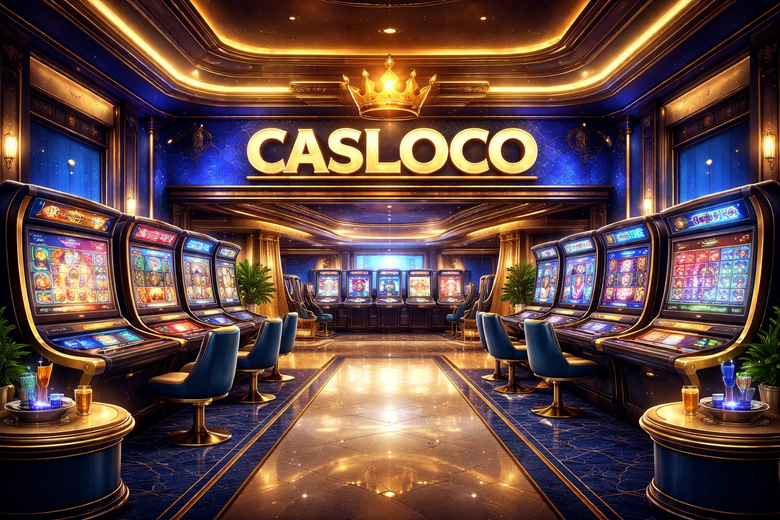 Vestíbulo del casino CASLOCO con mesas en vivo y juegos digitales